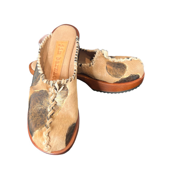 Jim Barnier Wooden Heel Clog Copper Must Womens Size 11 Platform Sandals Leather - Picture 3 of 7